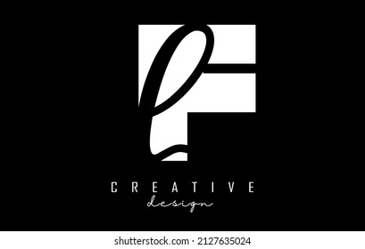 Black and white FL Letters logo with negative space. Letters F and L with geometric and handwritten typography. Creative Vector Illustration with letters.