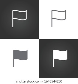Black and white Flag icon simple flat and linear icon. can be used for web site design, ui button, mobile app. Stock Vector illustration isolated on white background.