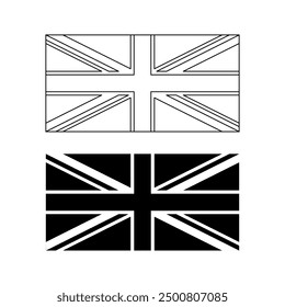 black white Flag of the United Kingdom icon set