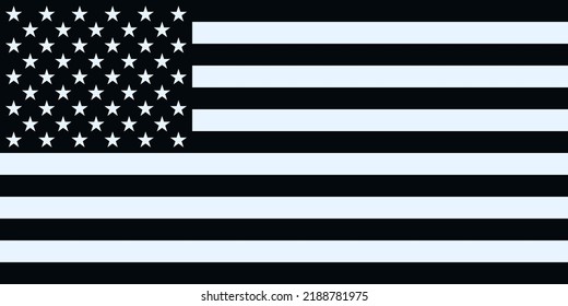 Black and white flag of United States of America. Vector illustration background.