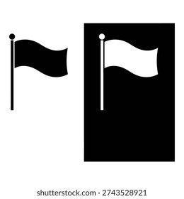 Black and white flags on poles waving in the wind side by side icon