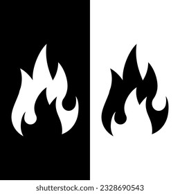 black and white flame icon for graphic and web design