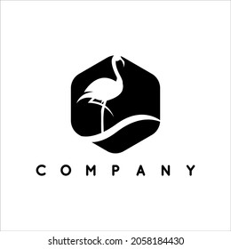 Black and white Flamingo logo vector for your company or business