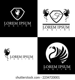 Schwarz-Weiß-Flamingo-Monogramm-Logo für Unternehmen
