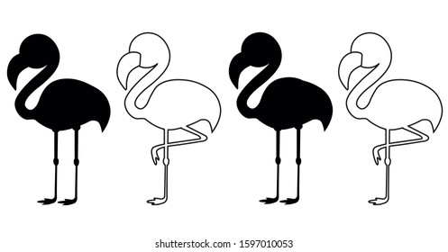 Black and white flamingo vector background illustration