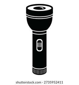 Black and white flashlight with battery indicator and ridged grip torch monochrome de