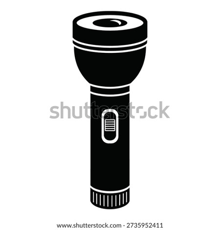 Black and white flashlight with battery indicator and ridged grip torch monochrome de