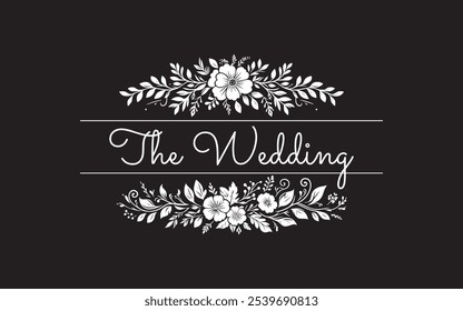 preto e branco plana arte flor vetores para decorações de casamento