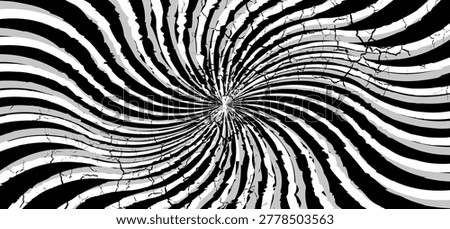 Black and white flat background with spiral energy swirl. Spiral tunnel. Vector image in manga and anime style. eps 10
