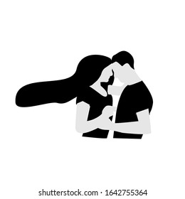 Black white flat couple illustration
