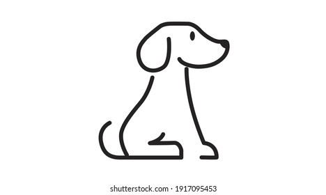 Black and White Flat Dog Icon. Vector Isolated Illustration of a Dog