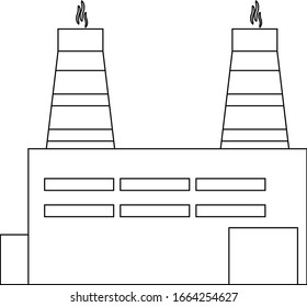 black and white flat factory icon on white background isolated