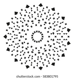 Black and White Flat Geometric Decoration Ornament. Abstract Background Element. Bohemian Style. Vector