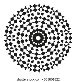 Black and White Flat Geometric Decoration Ornament. Abstract Background Element. Bohemian Style. Vector