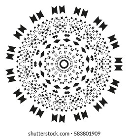 Black and White Flat Geometric Decoration Ornament. Abstract Background Element. Bohemian Style. Vector