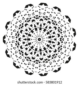 Black and White Flat Geometric Decoration Ornament. Abstract Background Element. Bohemian Style. Vector