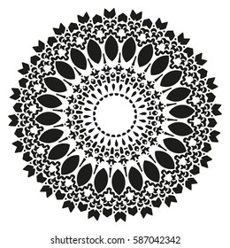 Black and White Flat Geometric Decoration Ornament. Abstract Background Element. Bohemian Style. Vector