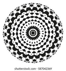 Black and White Flat Geometric Decoration Ornament. Abstract Background Element. Bohemian Style. Vector