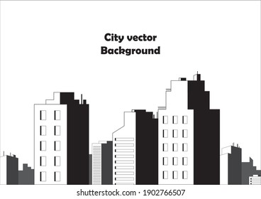 black and white flat illastration vector of city building, urban design background  