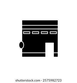 Black and white flat kaaba icon illustration design, Islamic Ramadan icon