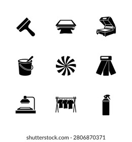 Black and white flat lay illustration of travel essentials and household objects on white background