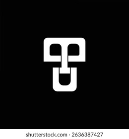 Black and white flat monogram logo featuring M, T, U letters, perfect for modern branding, corporate identity, tech firms, startups, and professional design use.