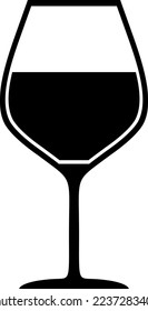 Schwarz-Weiß-Neutral-Rot- oder Weißweinglas-Symbol Vektorbild.