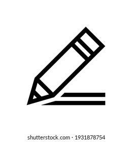 Black and white flat pencil icon for signing and editing. Vector isolated illustration