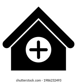 black and white flat style hospital icon