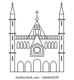 black and white flat vector icon of temple isolated