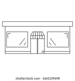 black and white flat vector icon of store or market isolated
