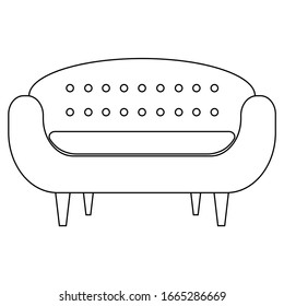 Schwarz-Weiß-Vektorillustration-Symbol einzeln auf dem Sofa