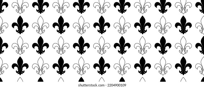 black white fleur de lis seamless pattern