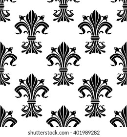 Black White Seamless Fleurdelis Floral Pattern Stock Vector (Royalty ...