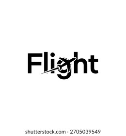 Black and white flight logo design featuring an airplane integrated into the letter i of the word flight