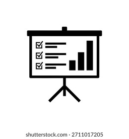 Schwarz-Weiß-Flipchart-Präsentationstafel-Symbol für Geschäftsplanung