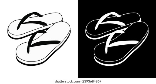 black and white flip flop logo vector