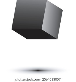 black and white floating cube simple creative artwork 