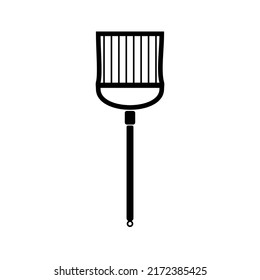 black and white floor broom vector