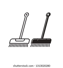 black and white floor brush isolated on white vector drawing