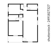 Black and White floor plan of a modern unfurnished house for your design. Suburban house vector blueprint. Architectural background