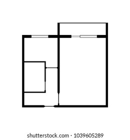 Black and White floor plan of a modern unfurnished apartment for your design.