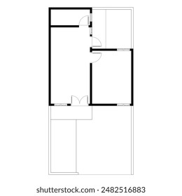 Plan de piso en blanco y negro de una casa moderna sin amueblar para su diseño. Plano de Vector de casa suburbana. Fondo arquitectónico. Vector eps 10