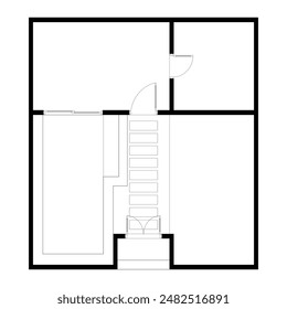 Black and White floor plan of a modern unfurnished house for your design. Suburban house vector blueprint. Architectural background. Vector eps 10