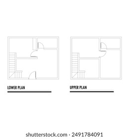 Black and White floor plan of a modern unfurnished house for your design. Suburban house vector blueprint. Architectural background