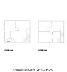 Black and White floor plan of a modern unfurnished house for your design. Suburban house vector blueprint. Architectural background