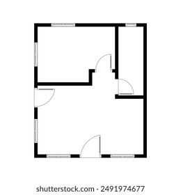 Black and White floor plan of a modern unfurnished house for your design. Suburban house vector blueprint. Architectural background