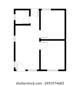 Black and White floor plan of a modern unfurnished house for your design. Suburban house vector blueprint. Architectural background