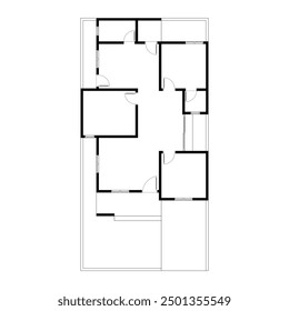 Black and White floor plan of a modern unfurnished house for your design. Suburban house vector blueprint. Architectural background.