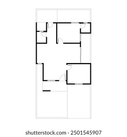 Black and White floor plan of a modern unfurnished house for your design. Suburban house vector blueprint. Architectural background. eps 10